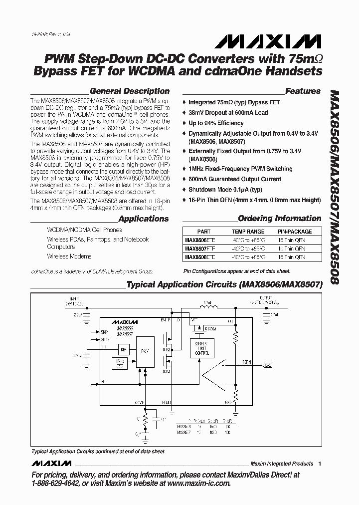 MAX8508ETE_1274052.PDF Datasheet