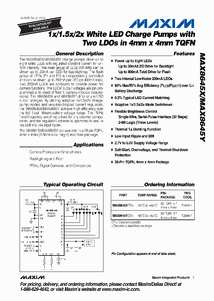 MAX8645YETI_1274108.PDF Datasheet