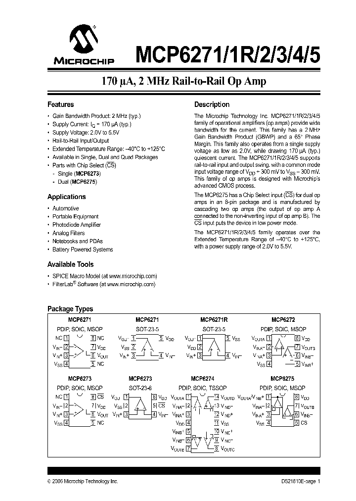 MCP6275T-EST_1277995.PDF Datasheet