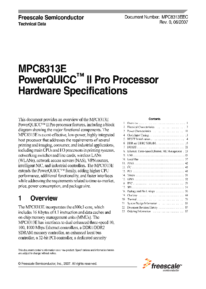 MPC8313CVRAFF_1184907.PDF Datasheet