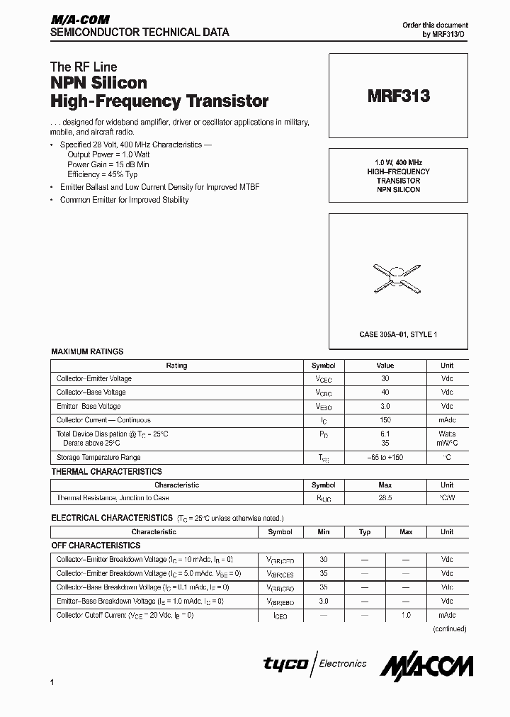 MRF313_1283521.PDF Datasheet
