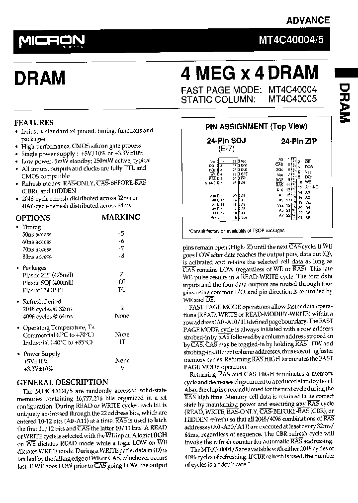 MT4C40005_1285139.PDF Datasheet