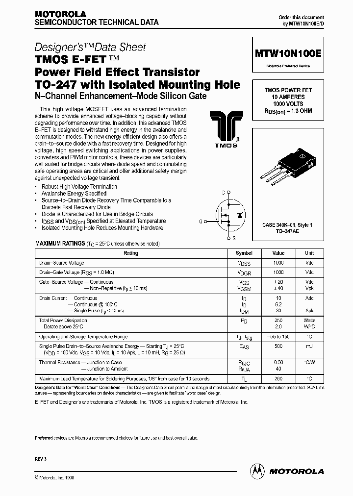 MTW10N100E_1285976.PDF Datasheet