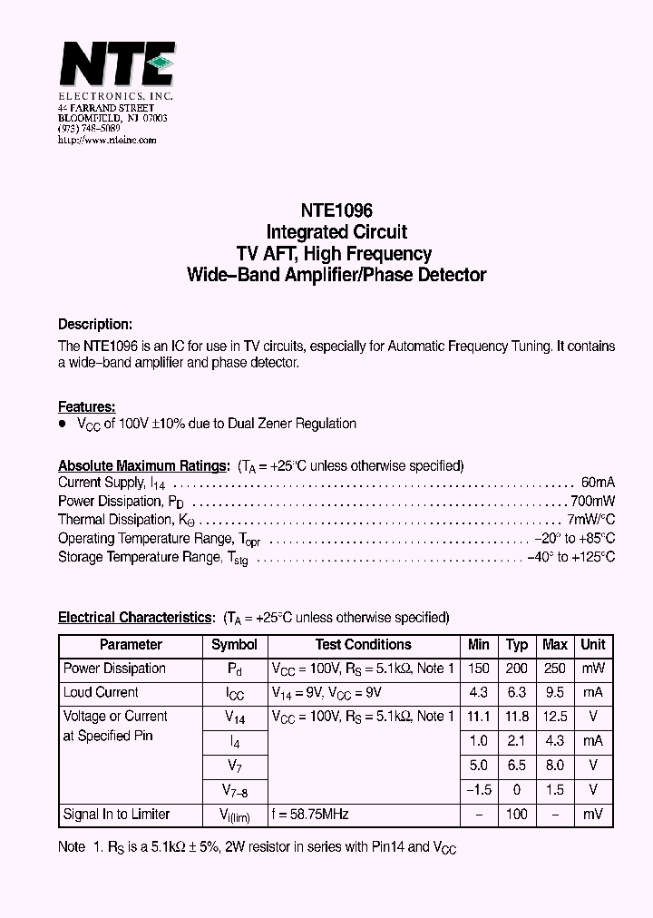 NTE1096_1289993.PDF Datasheet