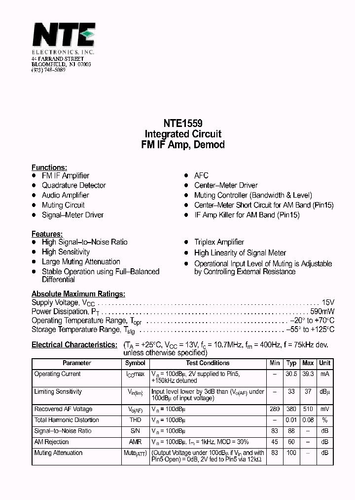 NTE1559_1290180.PDF Datasheet