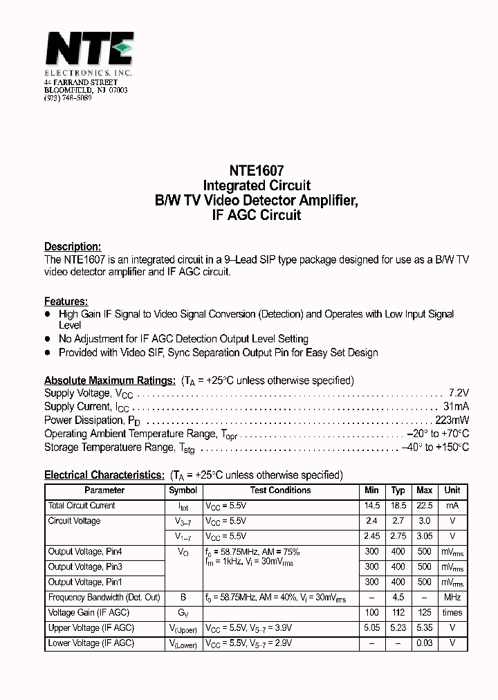 NTE1607_1290206.PDF Datasheet