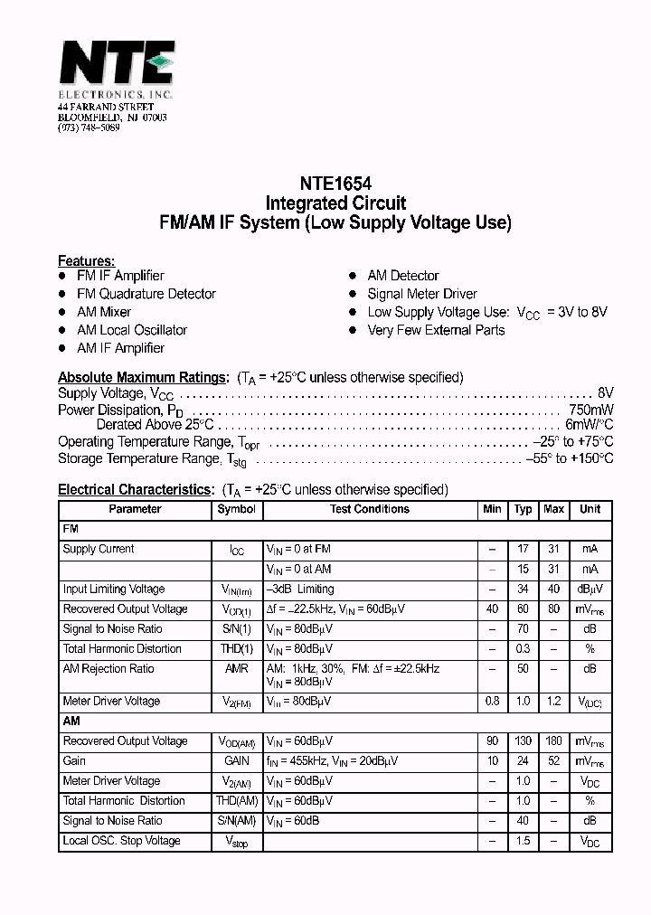 NTE1654_1290231.PDF Datasheet