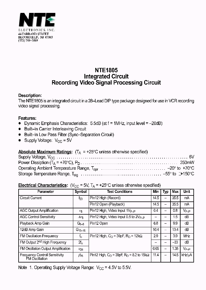 NTE1805_1290330.PDF Datasheet