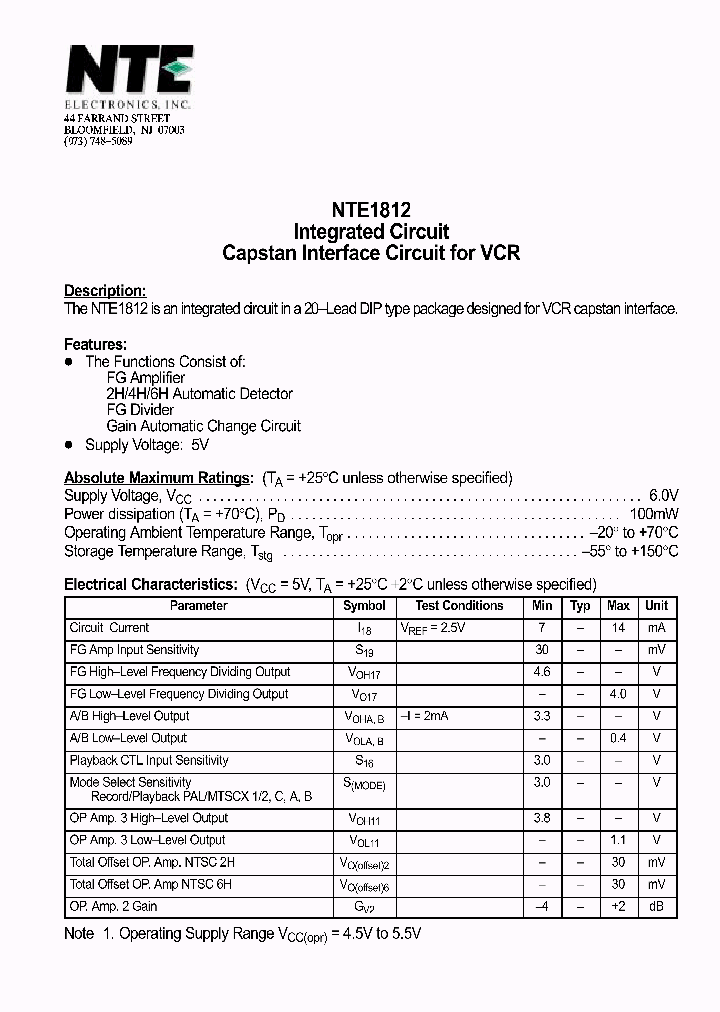 NTE1812_1290336.PDF Datasheet