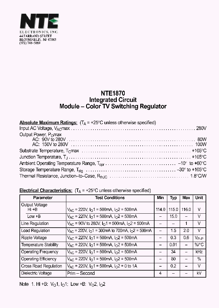 NTE1870_1290382.PDF Datasheet