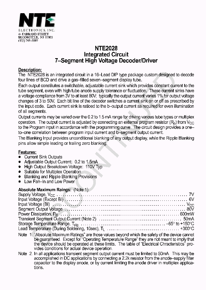 NTE2028_1290462.PDF Datasheet