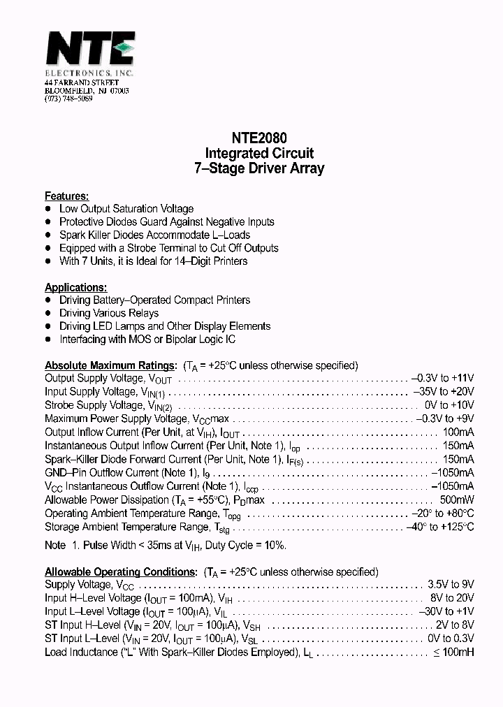 NTE2080_1290477.PDF Datasheet