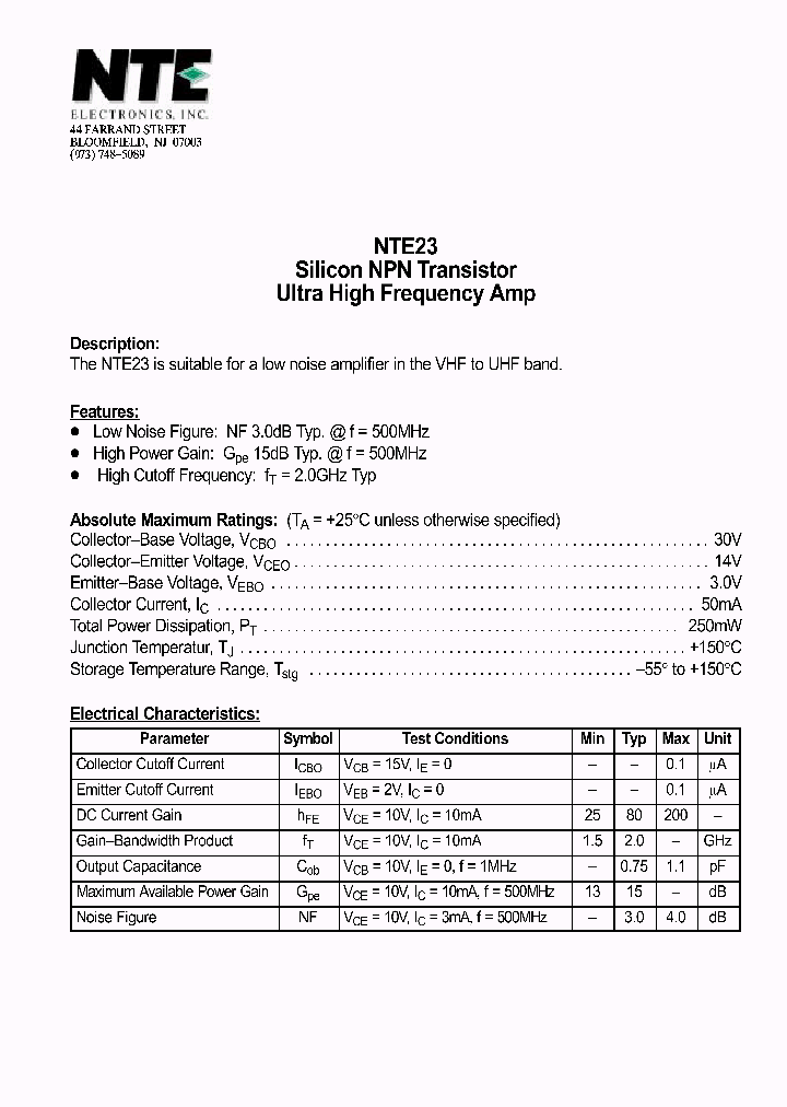 NTE23_1290502.PDF Datasheet