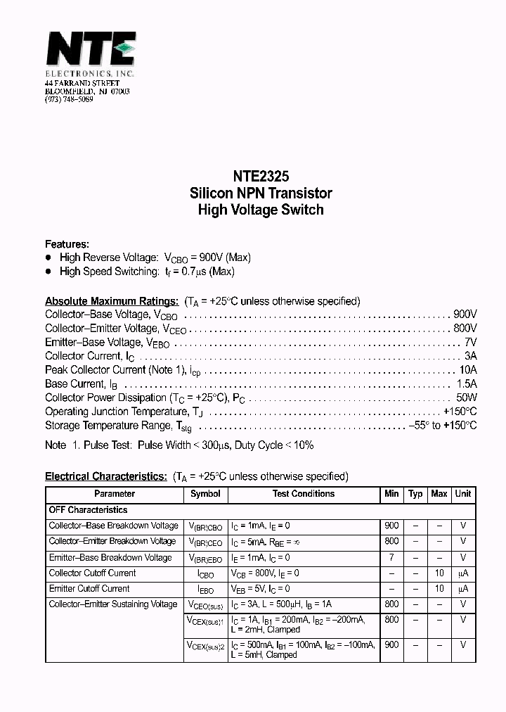 NTE2325_1290527.PDF Datasheet