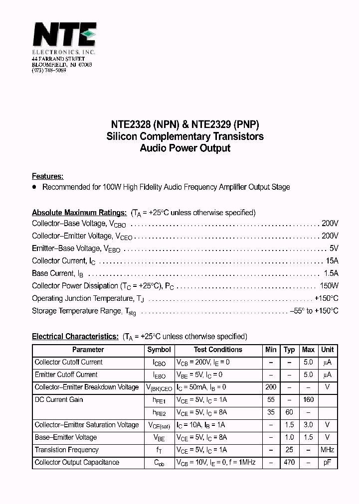 NTE2329_1290529.PDF Datasheet