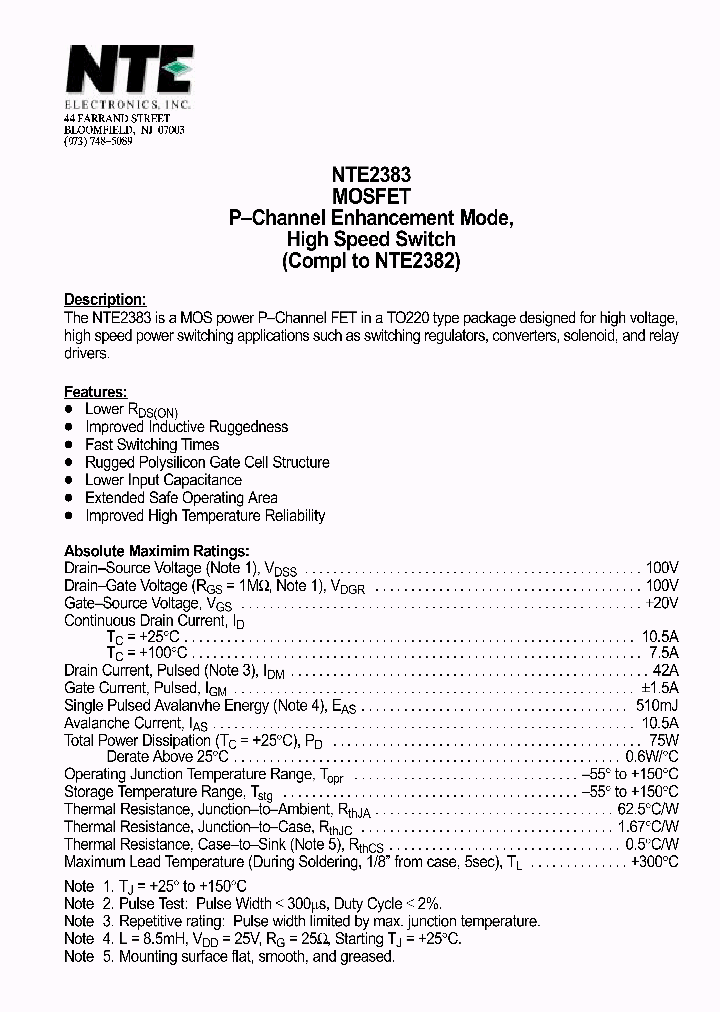 NTE2383_1290574.PDF Datasheet