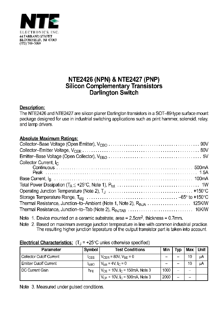 NTE2427_1290604.PDF Datasheet