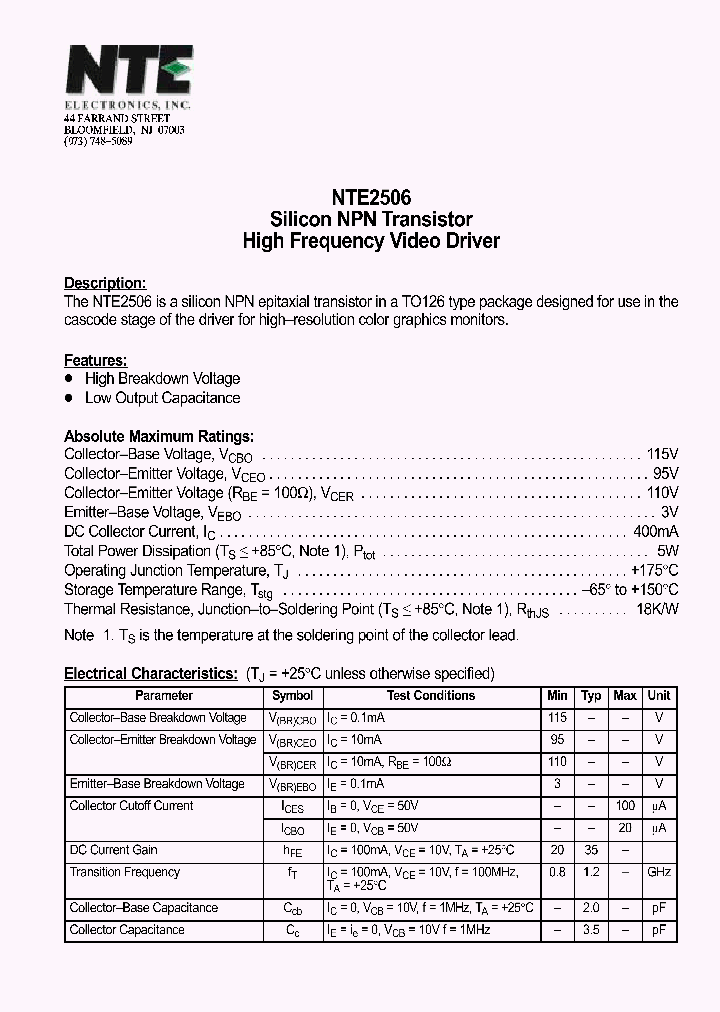 NTE2506_1290617.PDF Datasheet