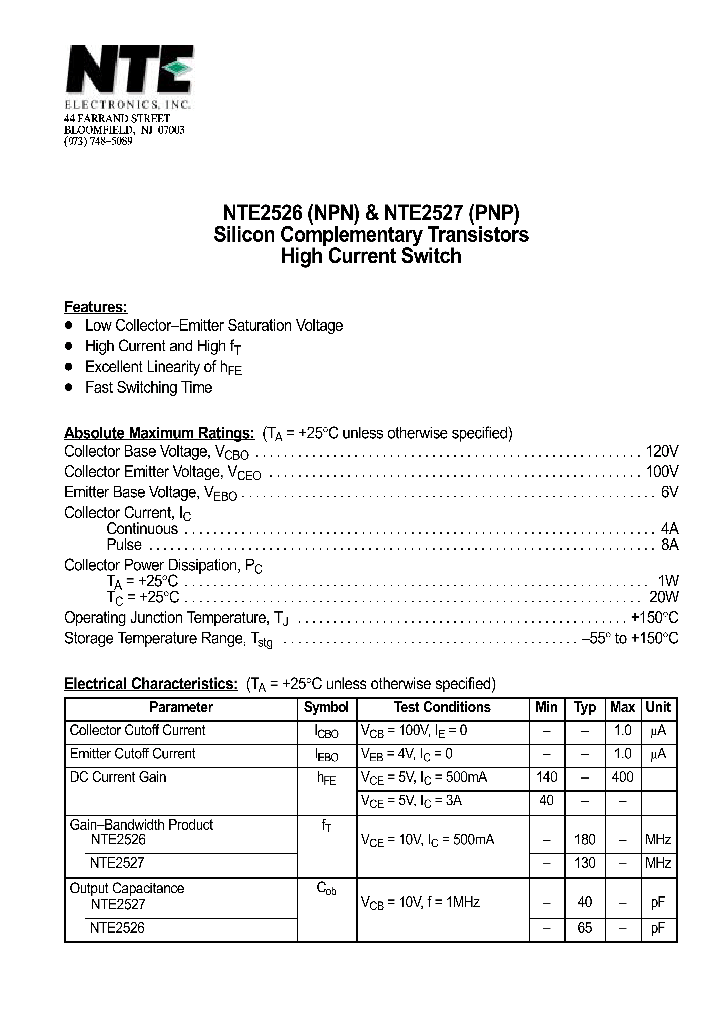 NTE2527_1290630.PDF Datasheet