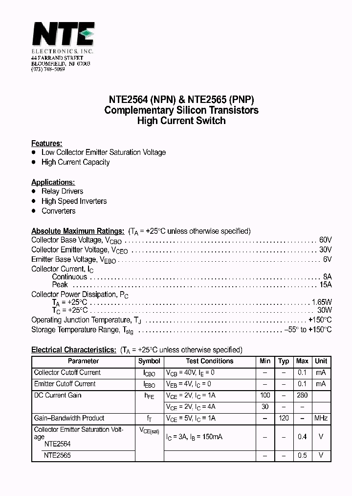 NTE2565_1290658.PDF Datasheet