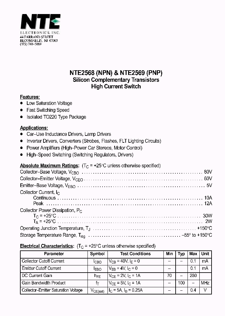 NTE2569_1290660.PDF Datasheet