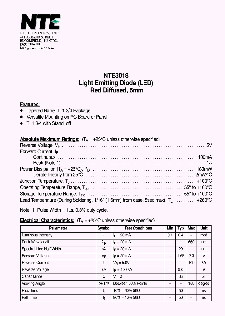 NTE3018_1116673.PDF Datasheet