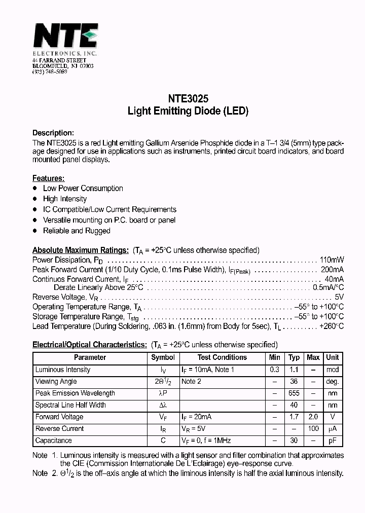 NTE3025_1290757.PDF Datasheet