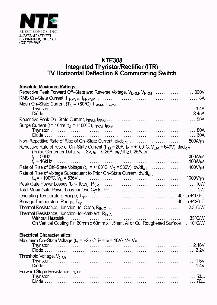 NTE308_1290782.PDF Datasheet