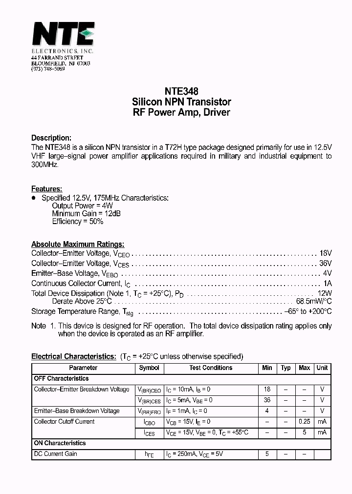 NTE348_1290862.PDF Datasheet