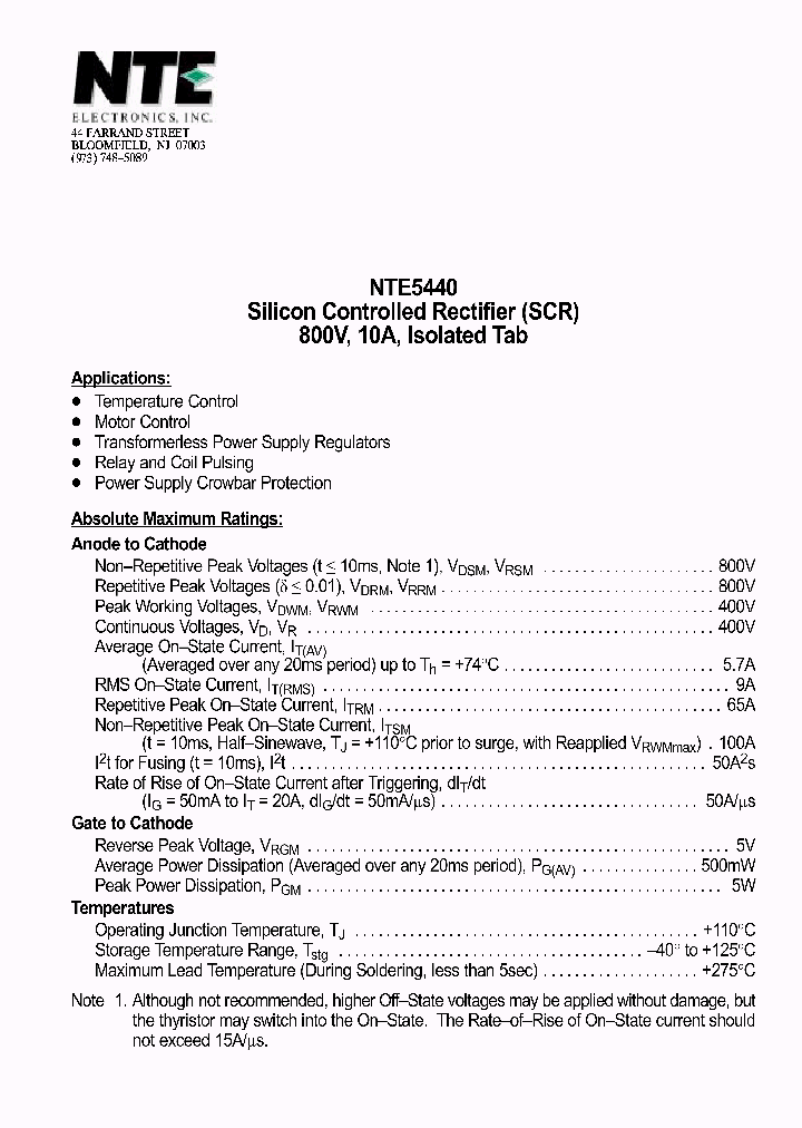 NTE5440_1290974.PDF Datasheet