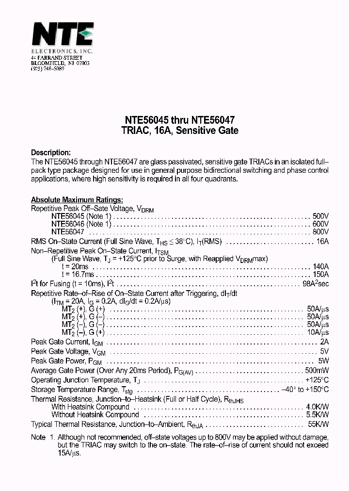 NTE56047_1291018.PDF Datasheet