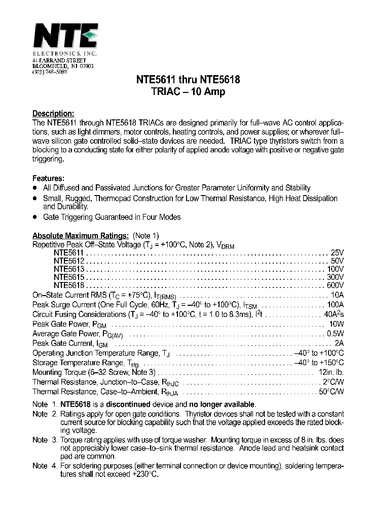 NTE5618_1291029.PDF Datasheet