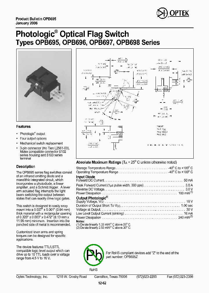 OPB698_1292355.PDF Datasheet