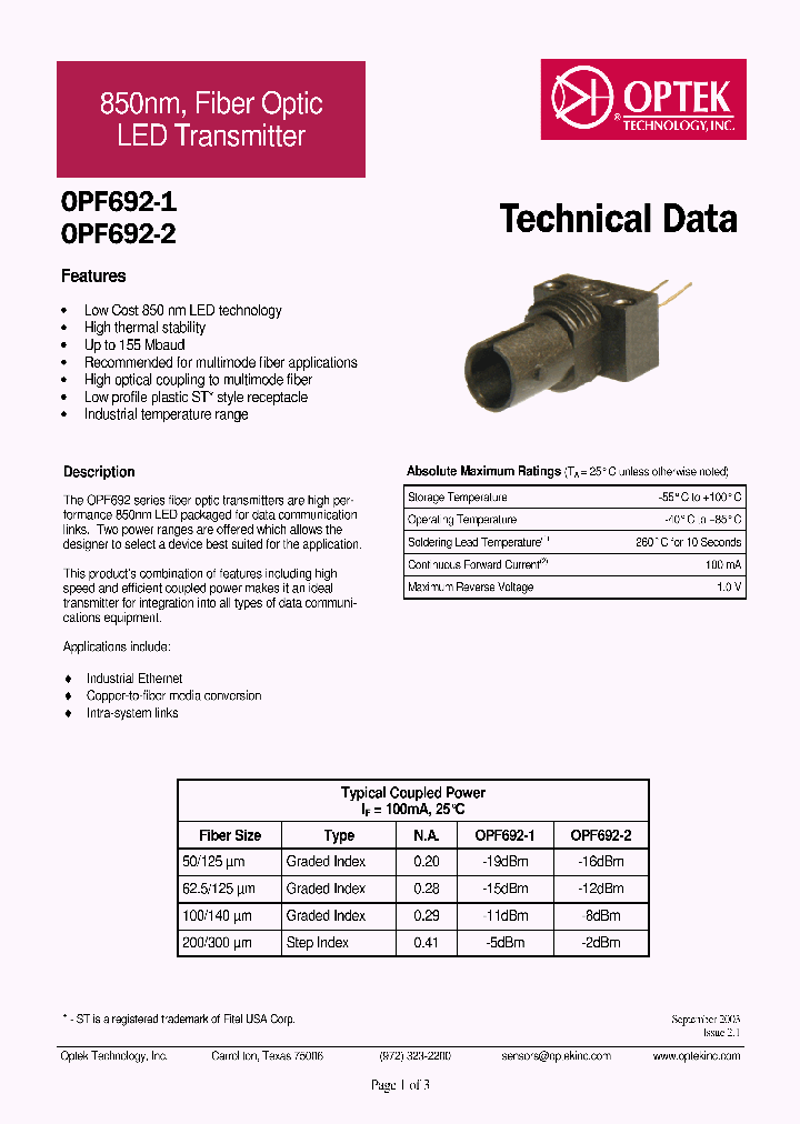 OPF692_1097154.PDF Datasheet