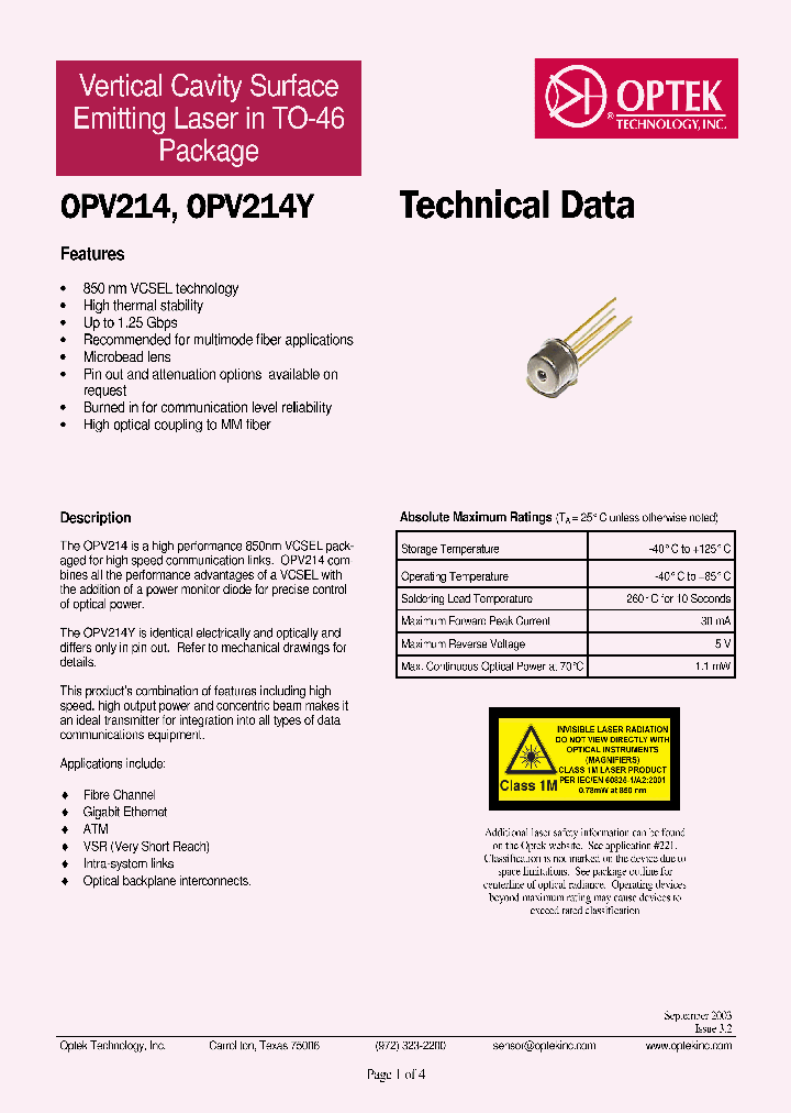 OPV214_1139106.PDF Datasheet