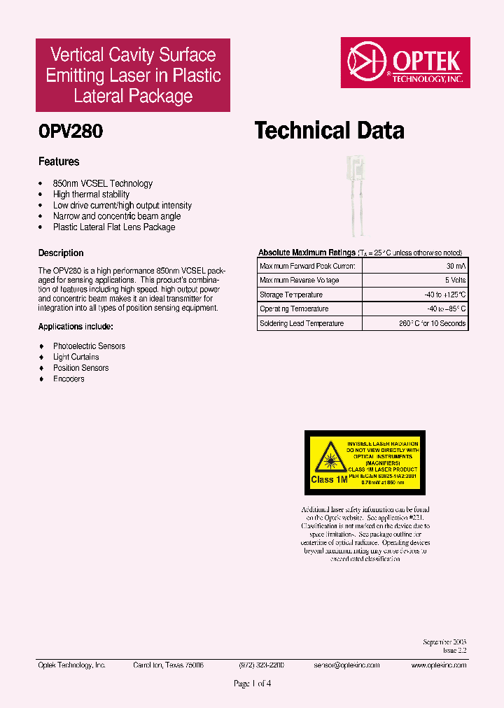 OPV280_1139119.PDF Datasheet