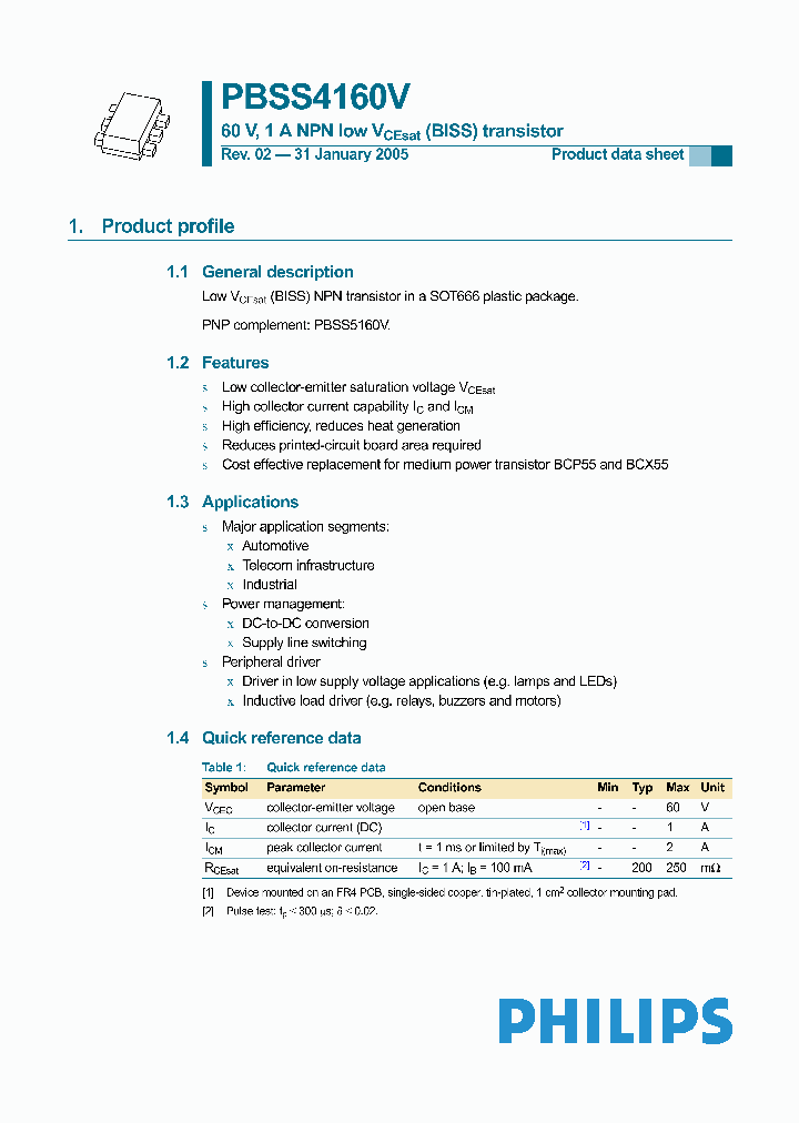 PBSS4160V_1112421.PDF Datasheet