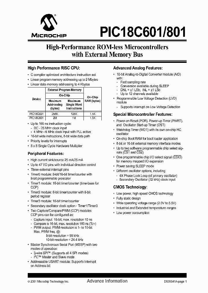 PIC18C801_1185845.PDF Datasheet