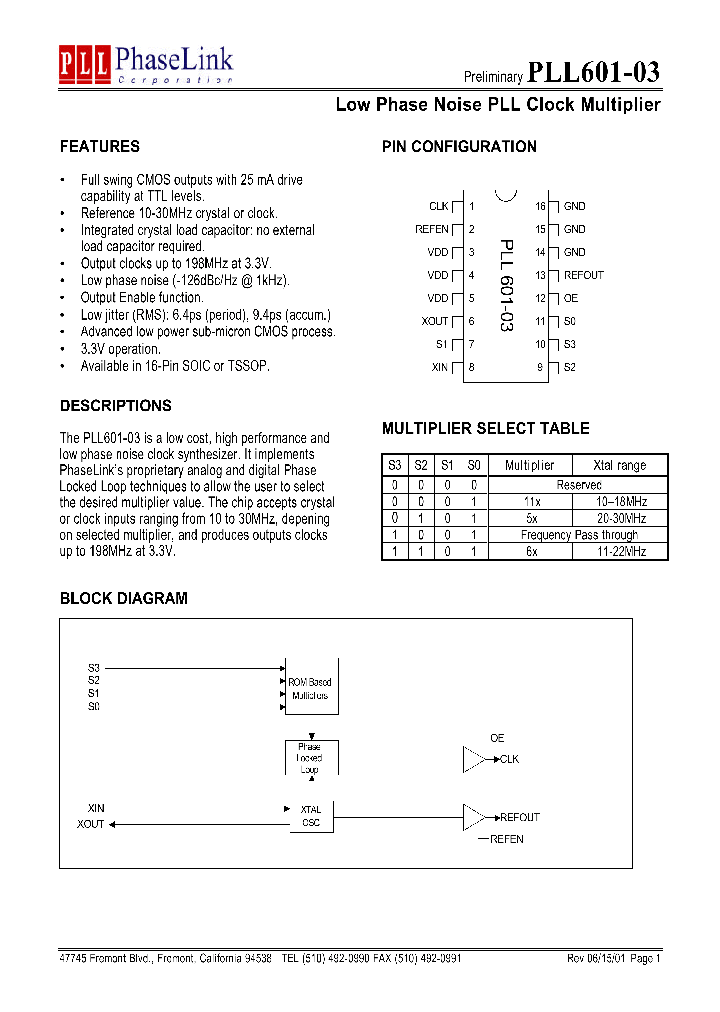 PLL601-03SM_1296529.PDF Datasheet