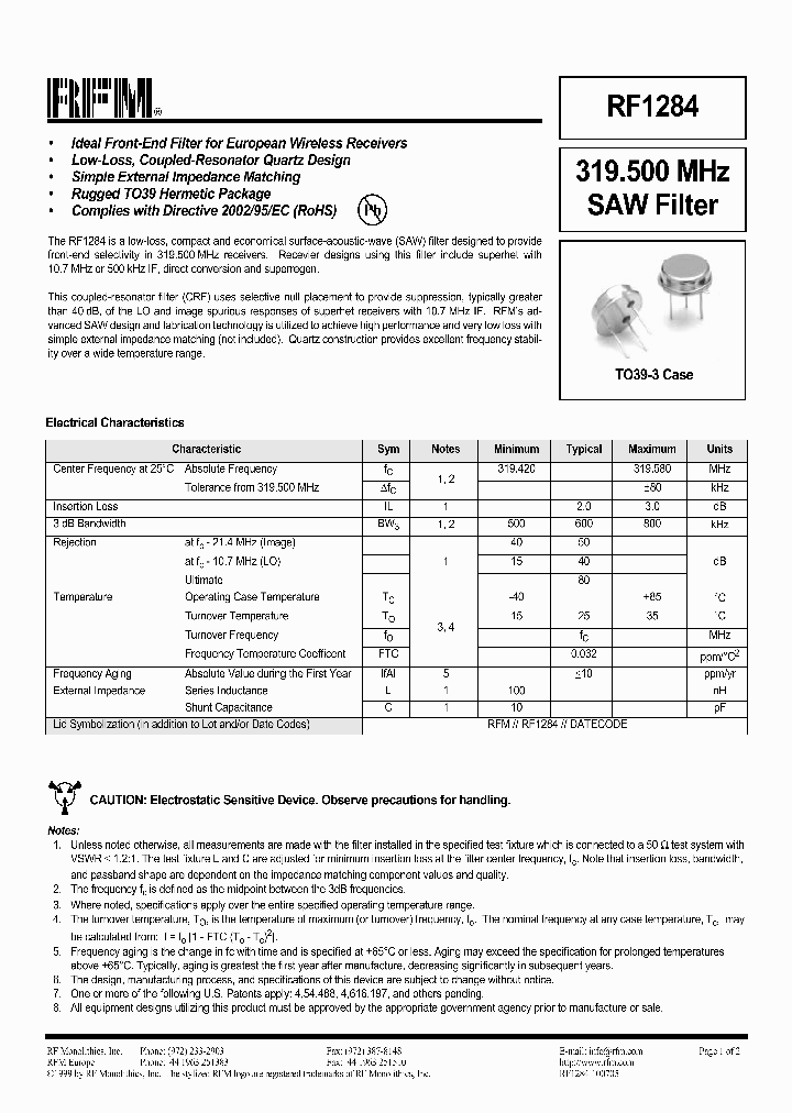 RF1284_1301185.PDF Datasheet
