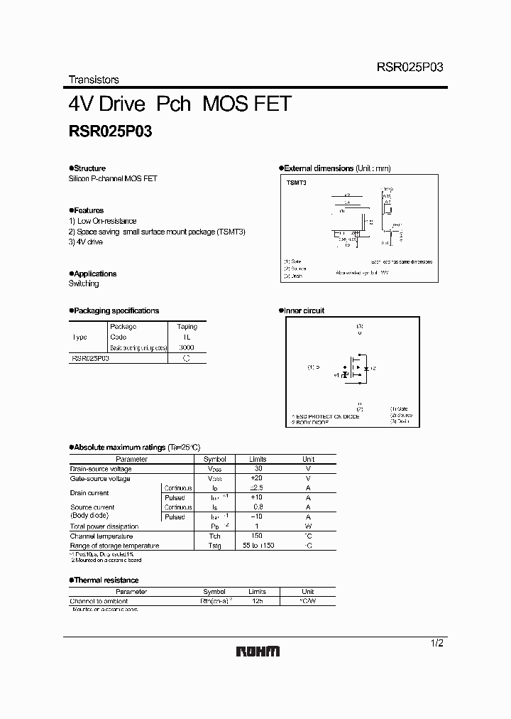 RSR025P03_1302801.PDF Datasheet