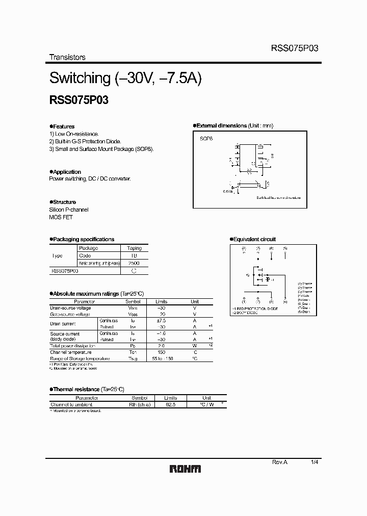 RSS075P03_1302807.PDF Datasheet