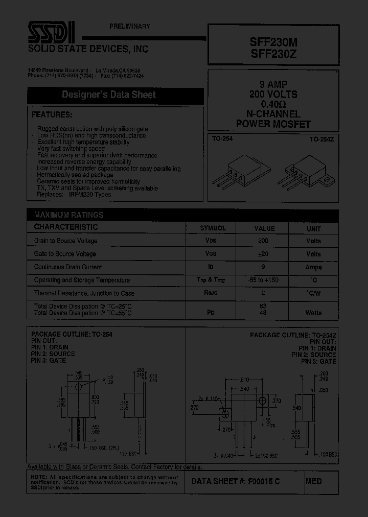 SFF230Z_1307462.PDF Datasheet