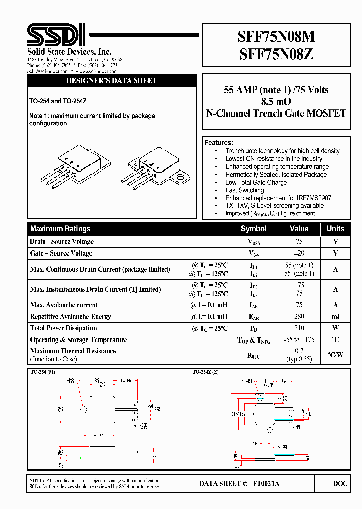 SFF75N08Z_1307519.PDF Datasheet