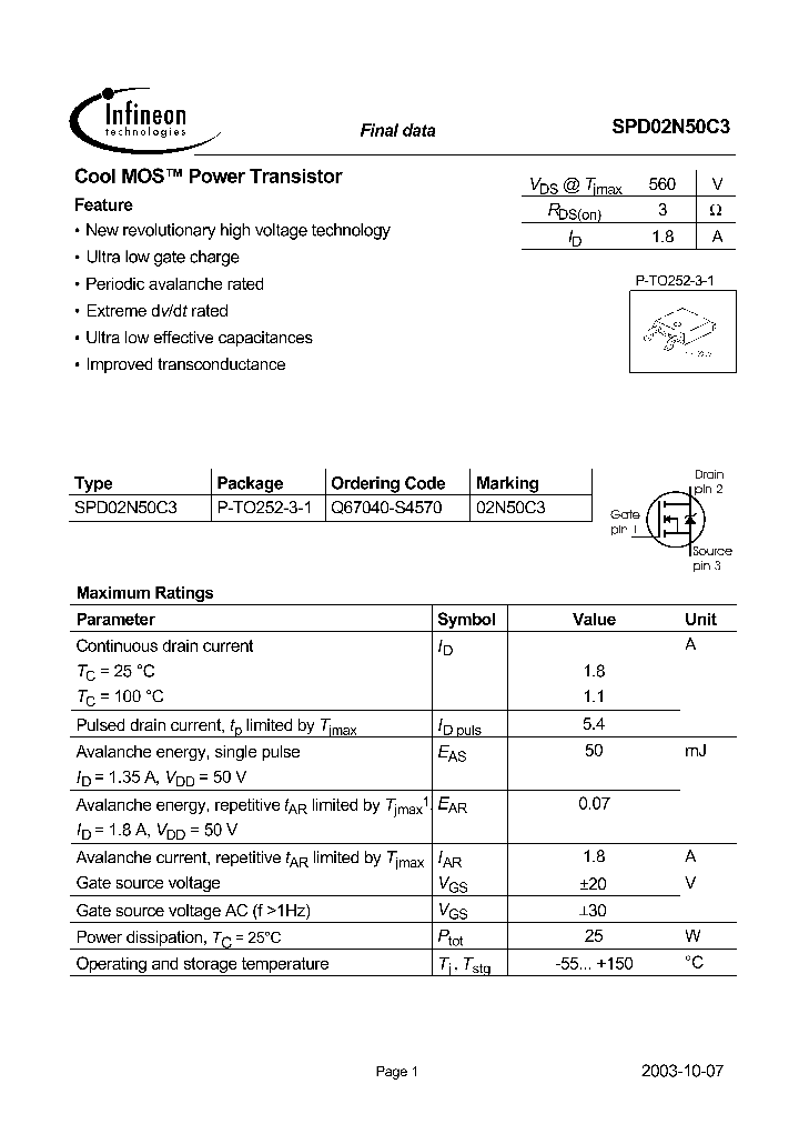 SPD02N50C3_1315362.PDF Datasheet