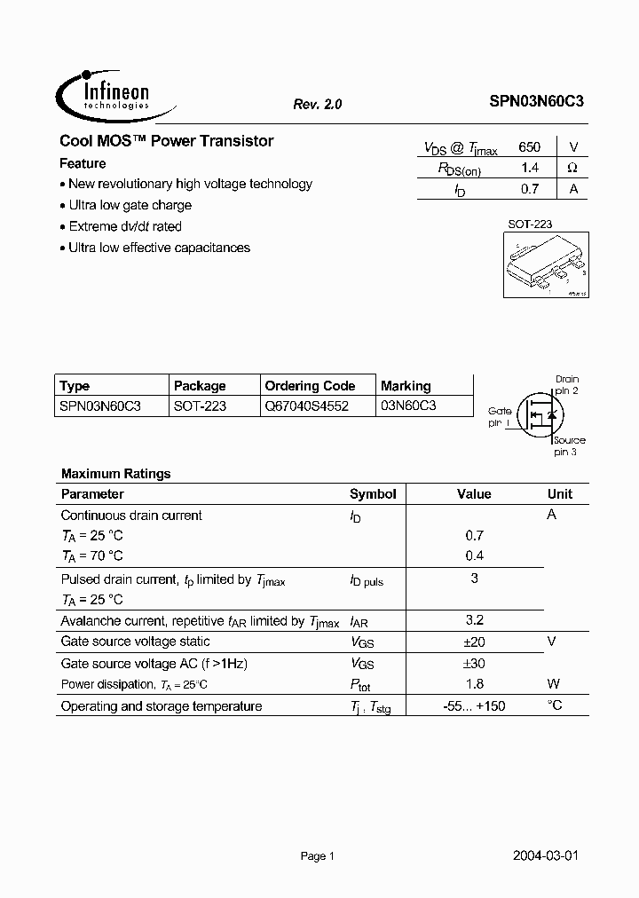 SPN03N60C3_1315490.PDF Datasheet