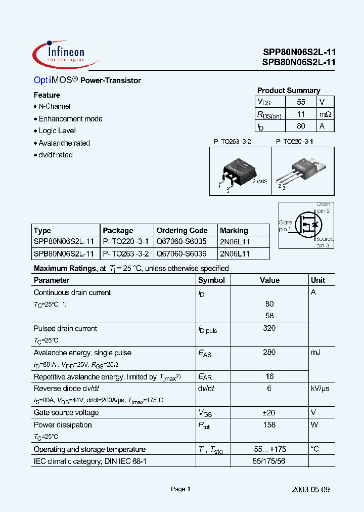 SPP80N06S2L-11_1315625.PDF Datasheet