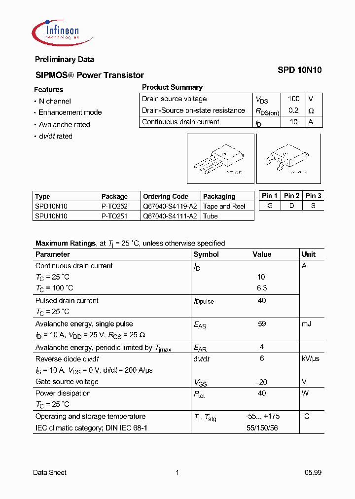 SPU10N10_1315735.PDF Datasheet