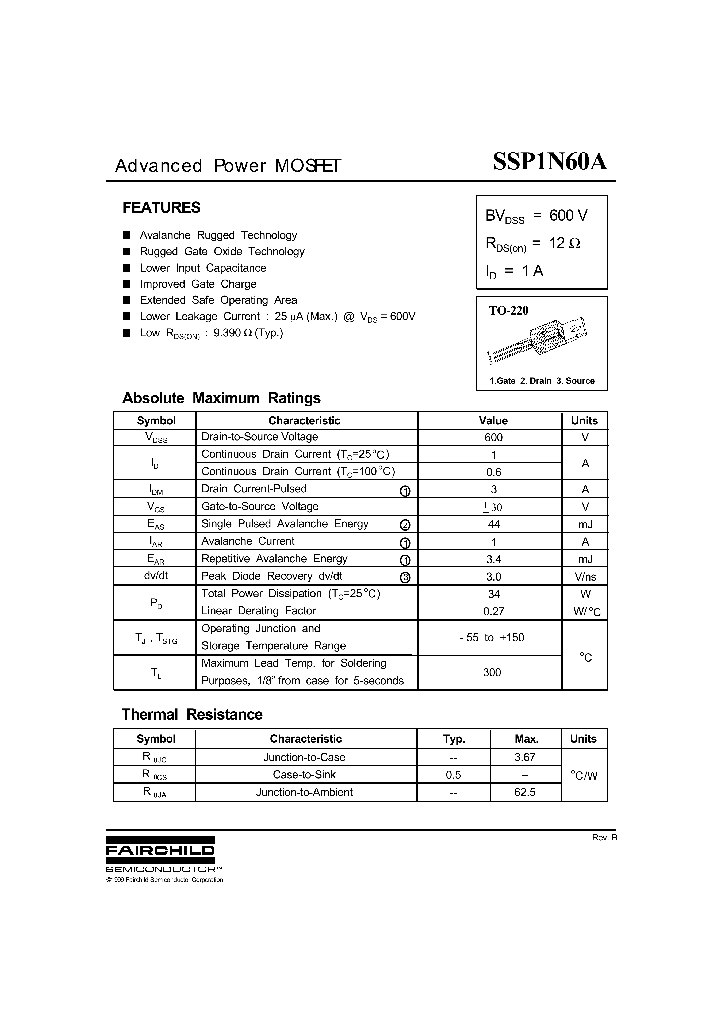 SSP1N60A_1316856.PDF Datasheet