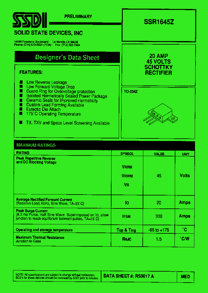 SSR1645Z_1316899.PDF Datasheet